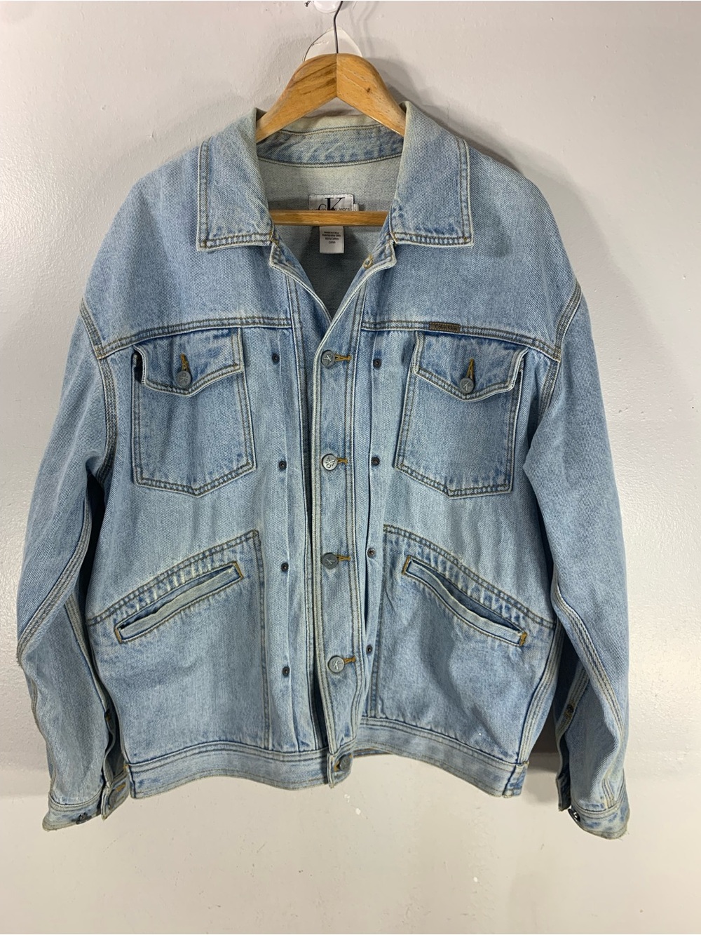 Vintage Calvin Klein Jeans Denim Jacket Light Wash 100% Cotton Size L